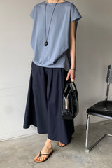 Back Pleat French Sleeve Tee