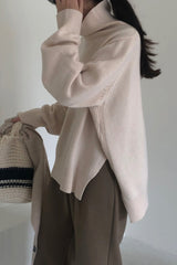 Side Slit Turtleneck Sweater