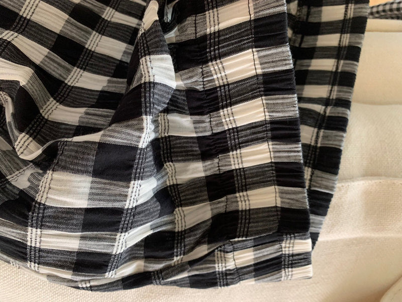 Crinkle Gingham Skirt