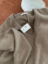 Deep U Raccoon Knit, women's raccoon wool deep U neck sweater