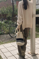 Side Slit Turtleneck Sweater