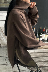 Side Slit Turtleneck Sweater
