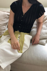 Pointelle Button Knit Top