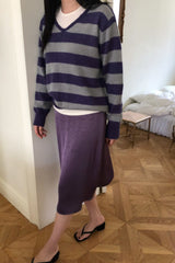 Blanc Midi Skirt in Purple, women's lined midi skirt