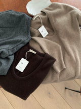 Deep U Raccoon Knit, women's raccoon wool deep U neck sweater