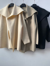 Wide Shawl Collar Knit Coat (separate belt included)