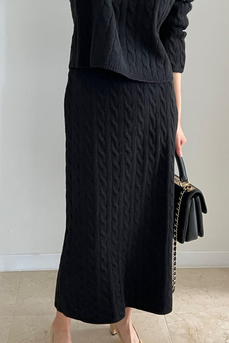 Cable Knit Skirt Set