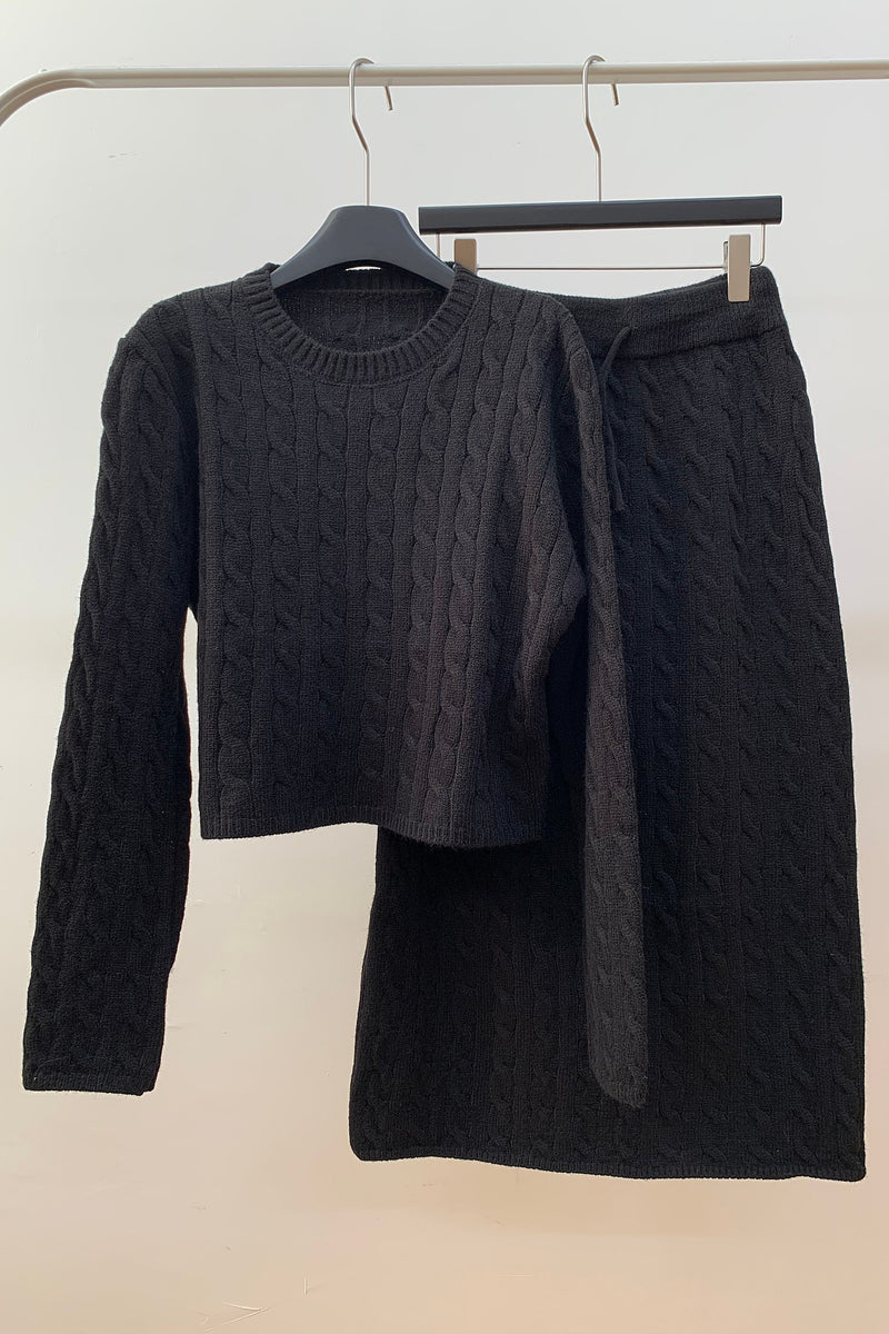 Cable Knit Skirt Set
