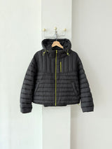 Lightweight Down Puffer Jacket in Black, women's lightweight down hooded puffer jacket