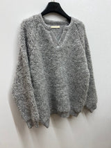 Warm Boucle Split-Neck Sweater