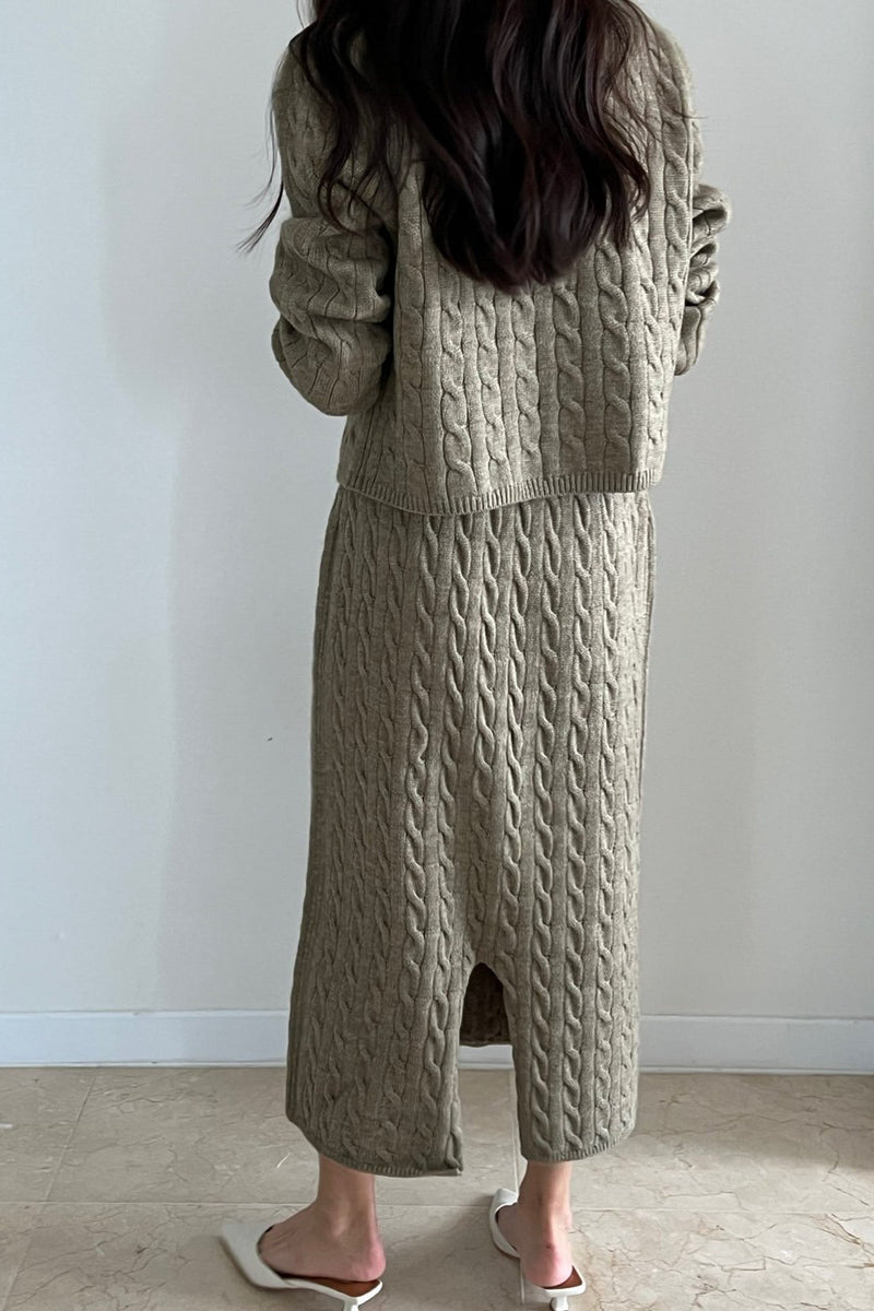 Cable Knit Skirt Set
