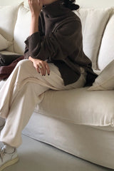 Side Slit Turtleneck Sweater