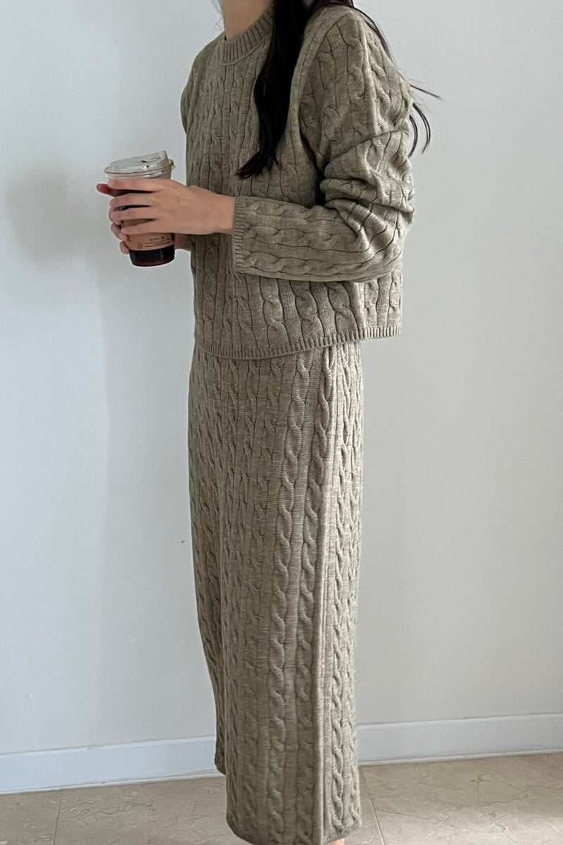 Cable Knit Skirt Set