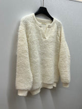 Warm Boucle Split-Neck Sweater