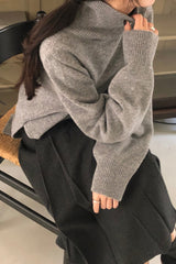 Side Slit Turtleneck Sweater