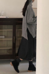 Side Slit Turtleneck Sweater