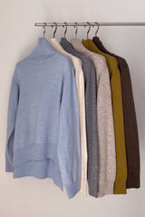 Side Slit Turtleneck Sweater