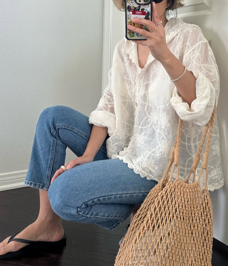 [FREE SHIPPING] LACE HOOD BLOUSE