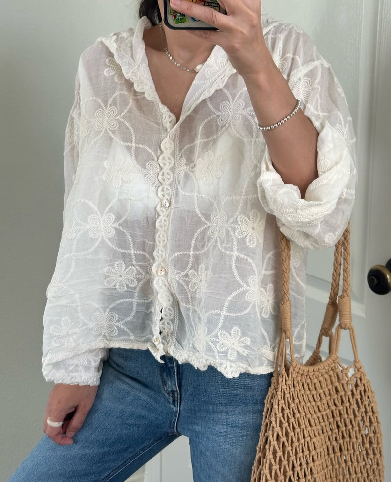[FREE SHIPPING] LACE HOOD BLOUSE