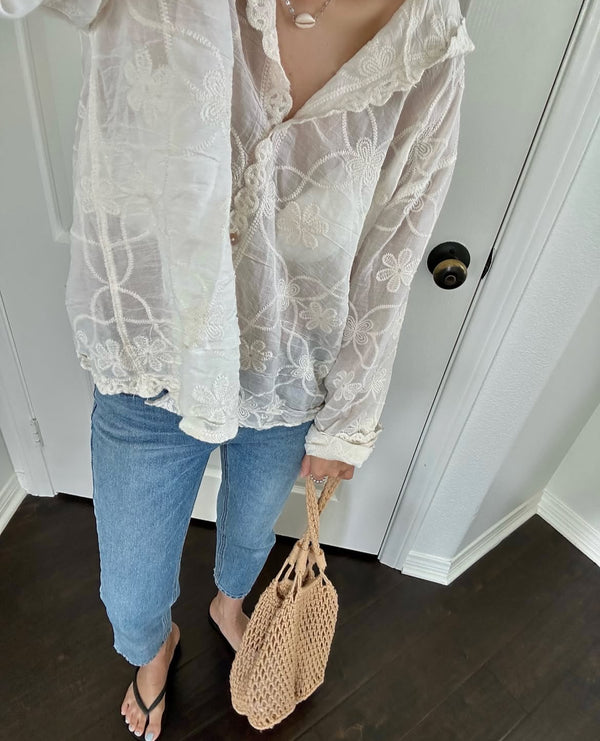 [FREE SHIPPING] LACE HOOD BLOUSE
