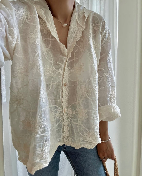[FREE SHIPPING] LACE HOOD BLOUSE
