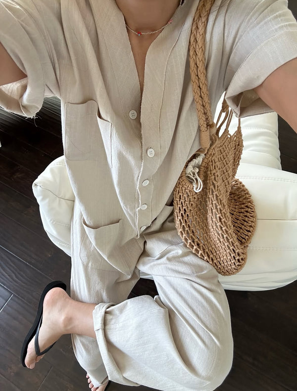 [FREE SHIPPING] LINEN JUMPSUIT