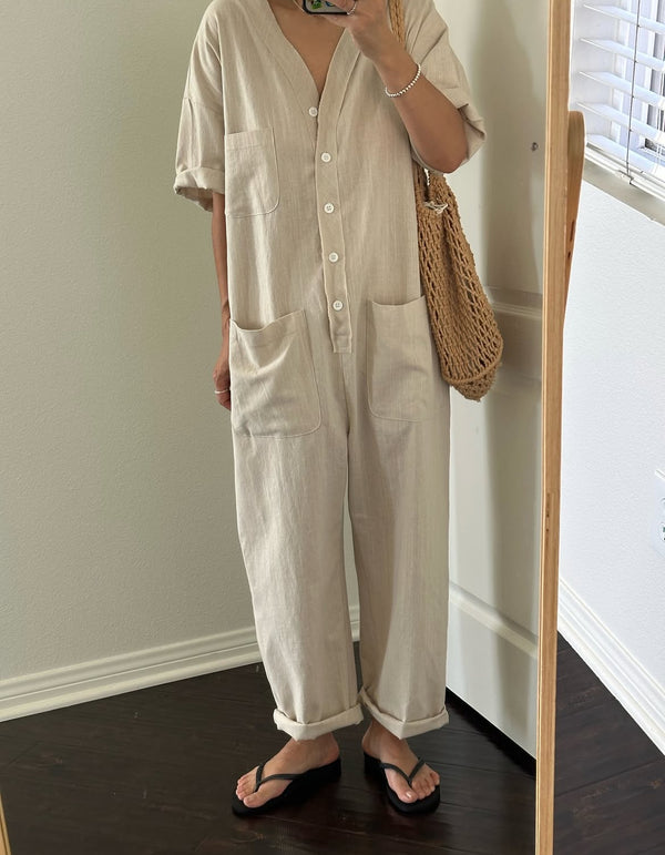 [FREE SHIPPING] LINEN JUMPSUIT