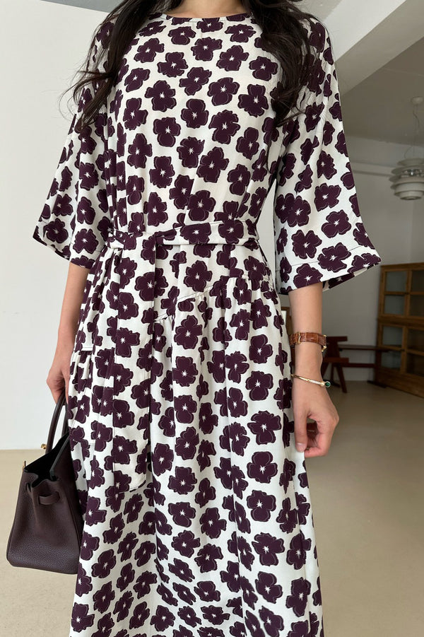 Margaret Flower Dress (belt included)
