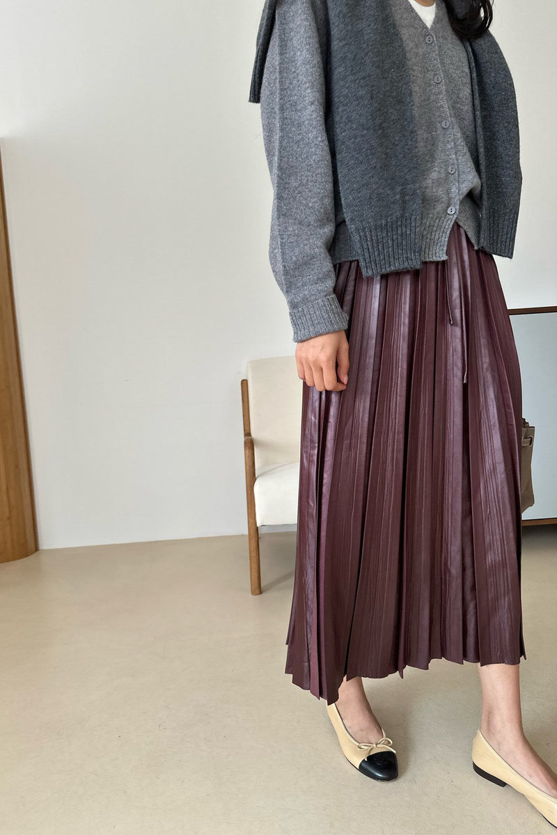 Leatherette Pleated Skirt