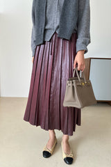 Leatherette Pleated Skirt