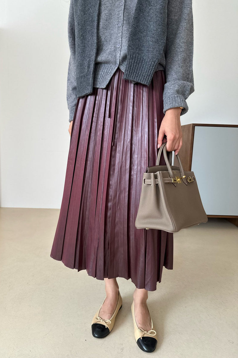Leatherette Pleated Skirt