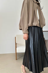 Leatherette Pleated Skirt