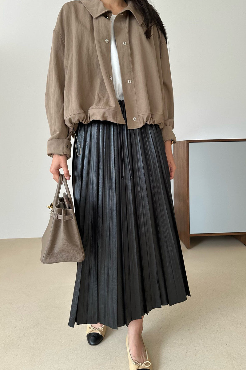 Leatherette Pleated Skirt