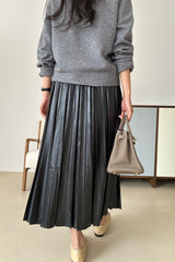 Leatherette Pleated Skirt