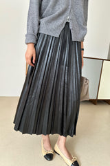 Leatherette Pleated Skirt