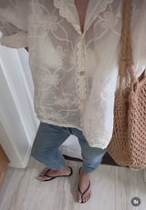 [FREE SHIPPING] LACE HOOD BLOUSE
