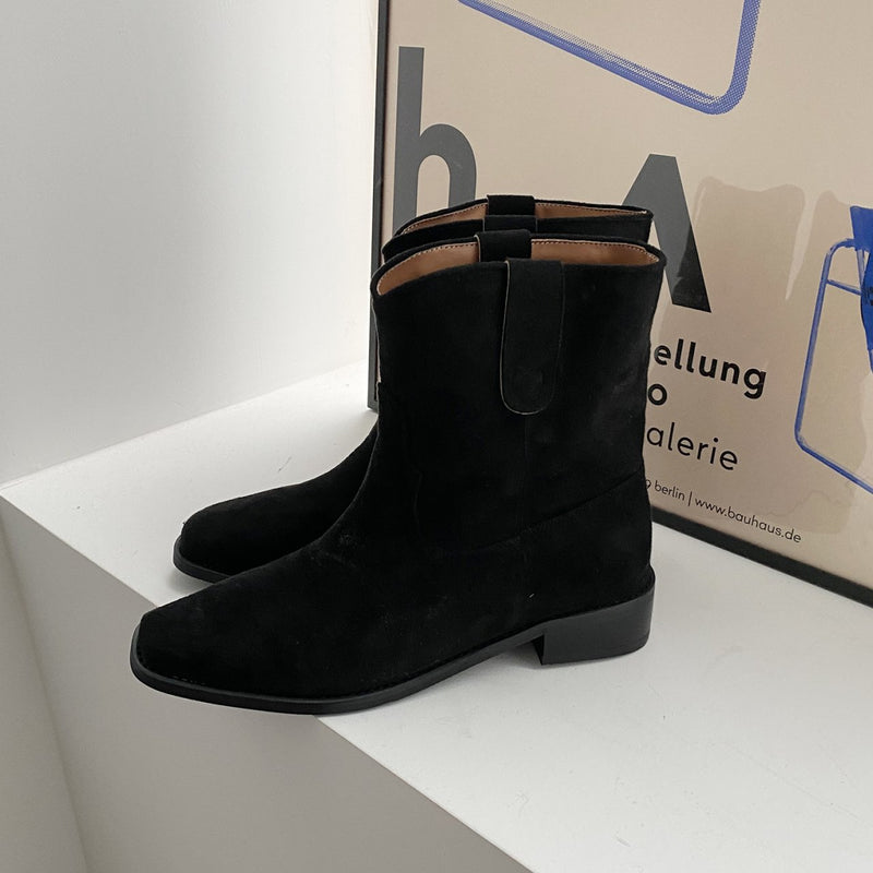 "Rounded Charm" Suede Ankle Boots